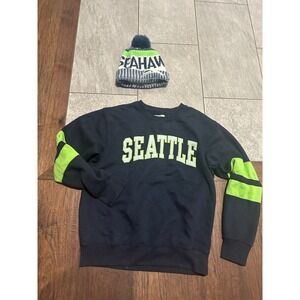 New York Popular Seattle Seahawks Sweatshirt and fleece lined NFL Beanie Men's M